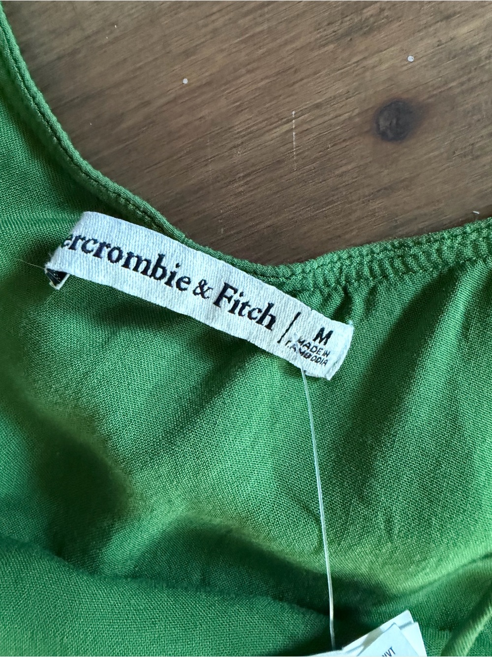 Abercrombie & Fitch Olive Green Spaghetti-Strap Tiered Trapeze Midi Dress - Picture 3 of 8